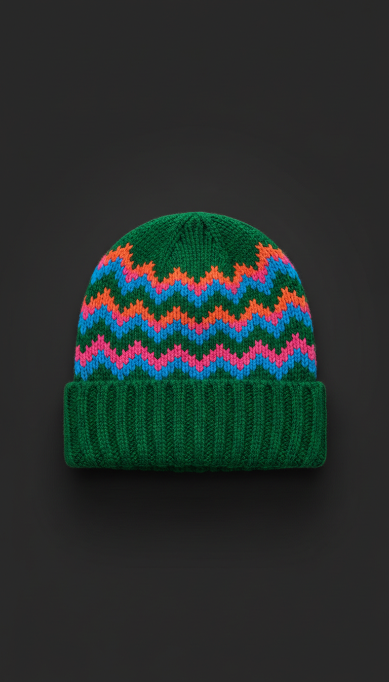 Pulse green wave beanie
