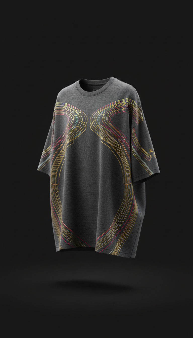 Gold-Detailed Oversized Spectrum Tee