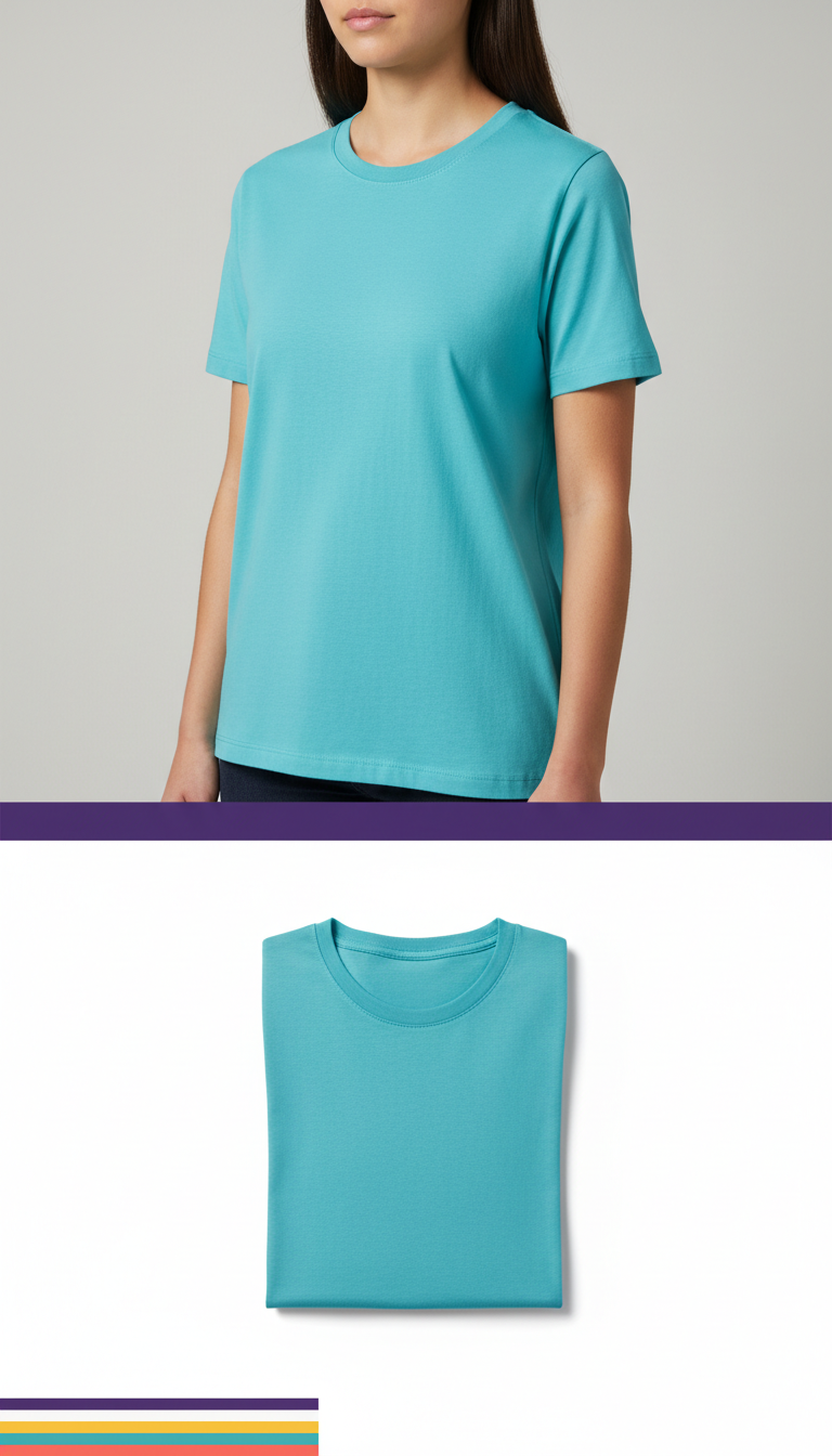 Signature tee in aqua blue
