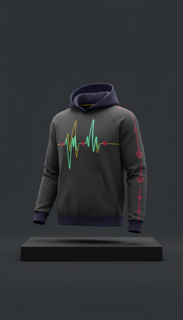 Frequency Wave Hoodie in Jet Black