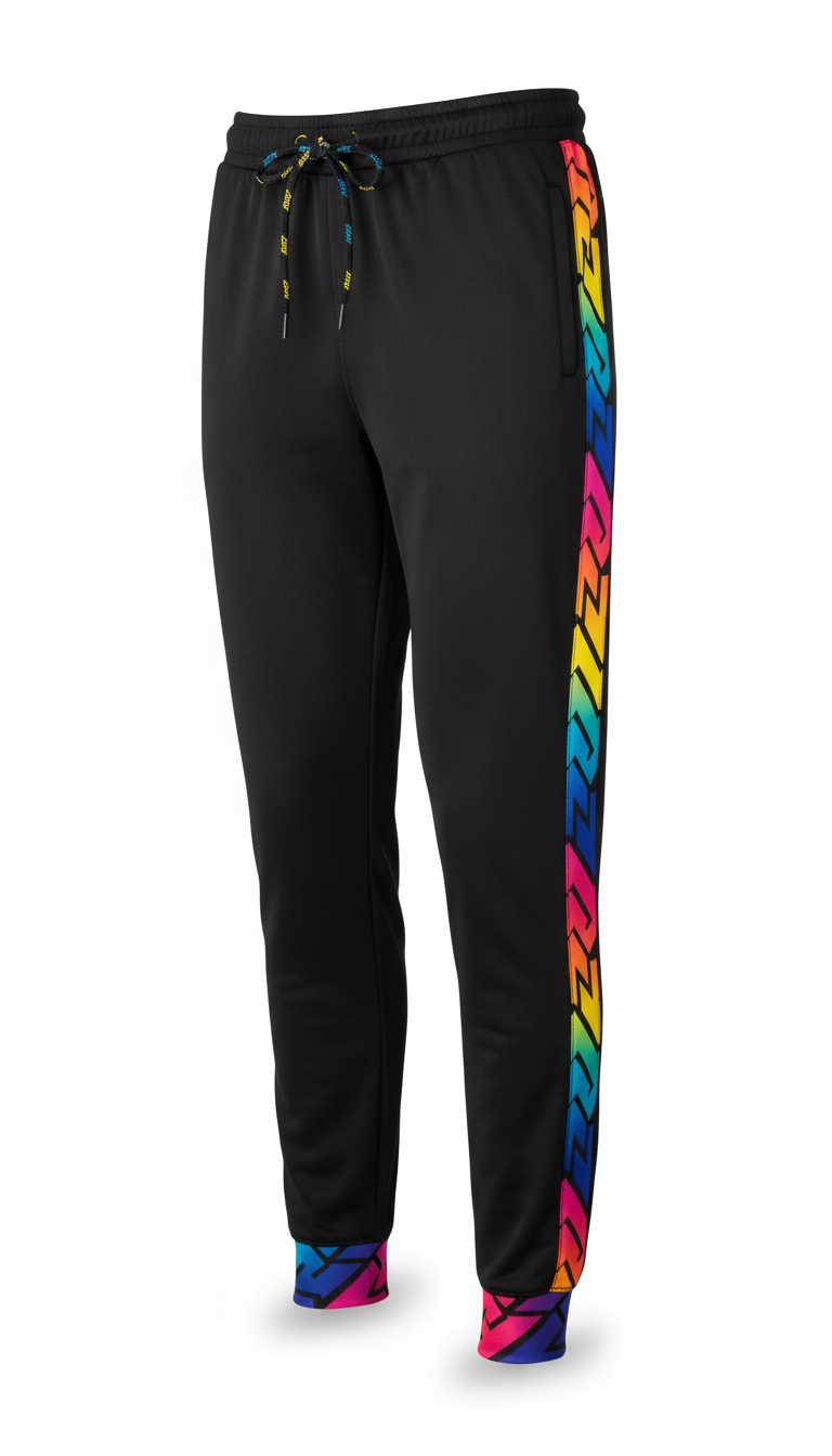 Signature black joggers with rainbow accent