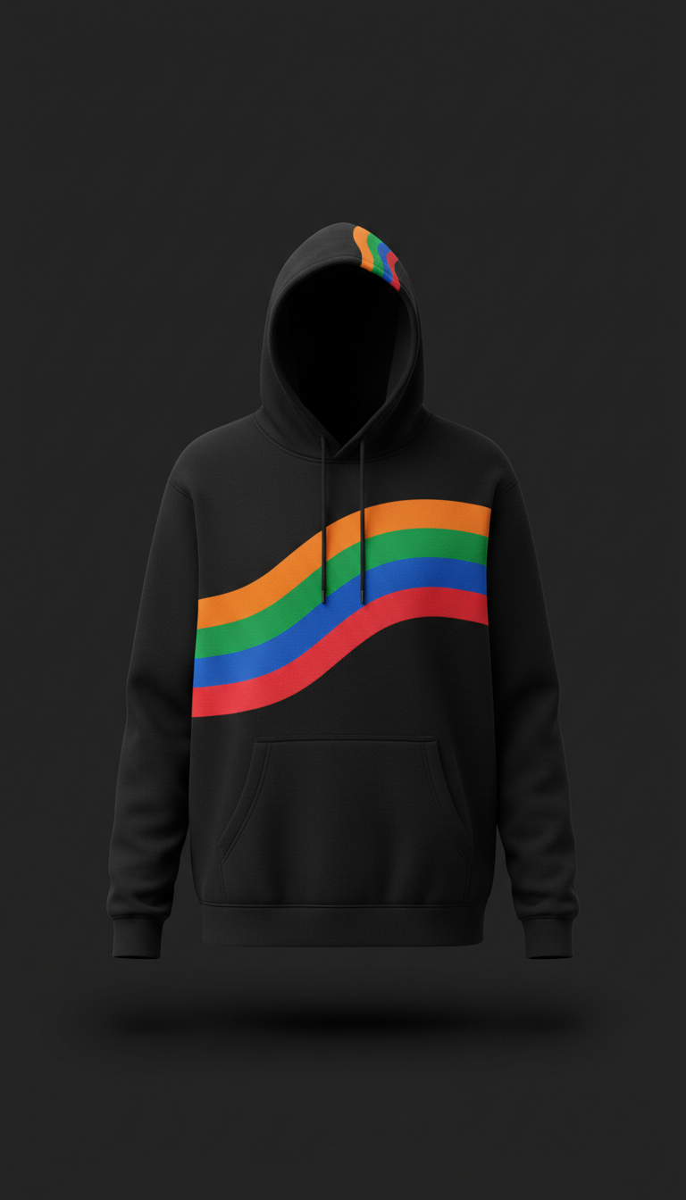 Urban black rainbow wave hoodie